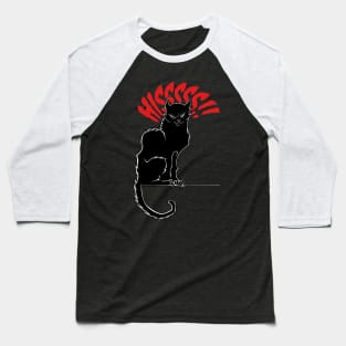 Black Cat Hissing Halloween Angry Cats Illustration Baseball T-Shirt